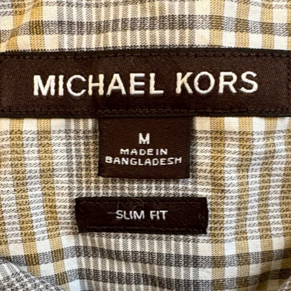 Michael Kors Men's Plaid Shirt in Gray and Tan - Picture 4 of 4